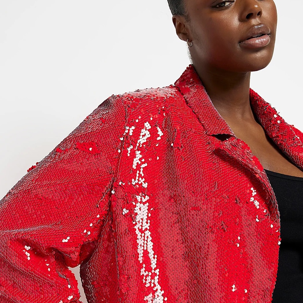 River Island Sequin Red Jacket & Skirt